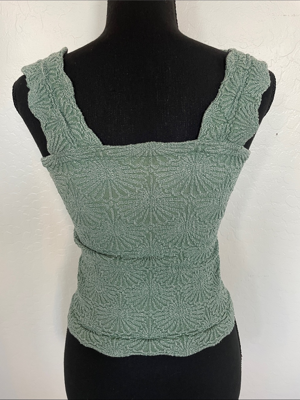 Free People Textured Square Neck Tank - Sage - Picture 2 of 3